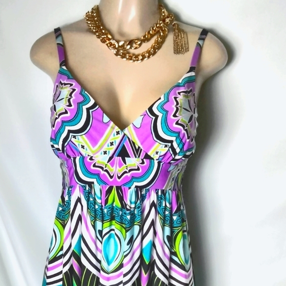 COLORFUL summer dress knee length size 6 - Picture 8 of 8